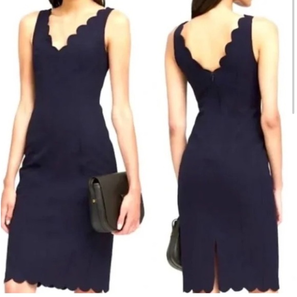 NWT Banana Republic Bi- Stretch Scalloped Cocktail Dress V- Neck Dress. - Picture 12 of 12